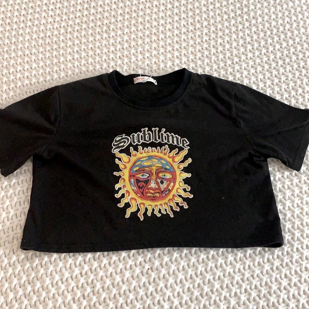 ROMWE black sublime crop top
